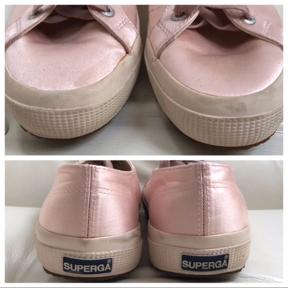 Superga x Man Repeller Pink Satin Lace Up Balletcore Sneakers 37.5 Coquette